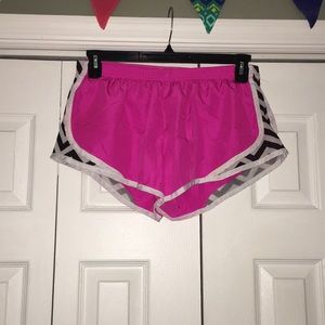 Pink/black& white chevron pattern running shorts